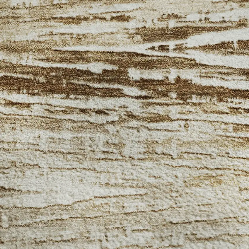 Ivory And Brown Striped Washable Area Rug With UV Protection Photo 3