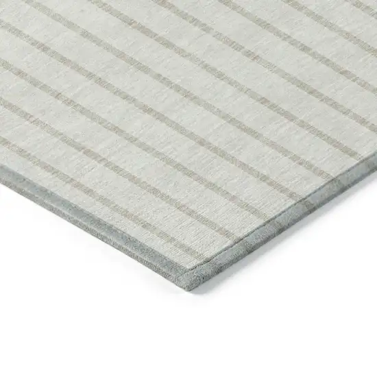 Ivory And Brown Striped Washable Indoor Outdoor Area Rug Photo 4
