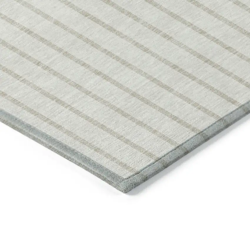 Ivory And Brown Striped Washable Indoor Outdoor Area Rug Photo 4