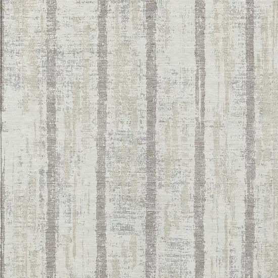 Ivory And Brown Striped Washable Indoor Outdoor Area Rug Photo 6