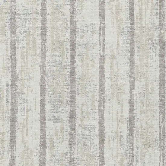Ivory And Brown Striped Washable Indoor Outdoor Area Rug Photo 6