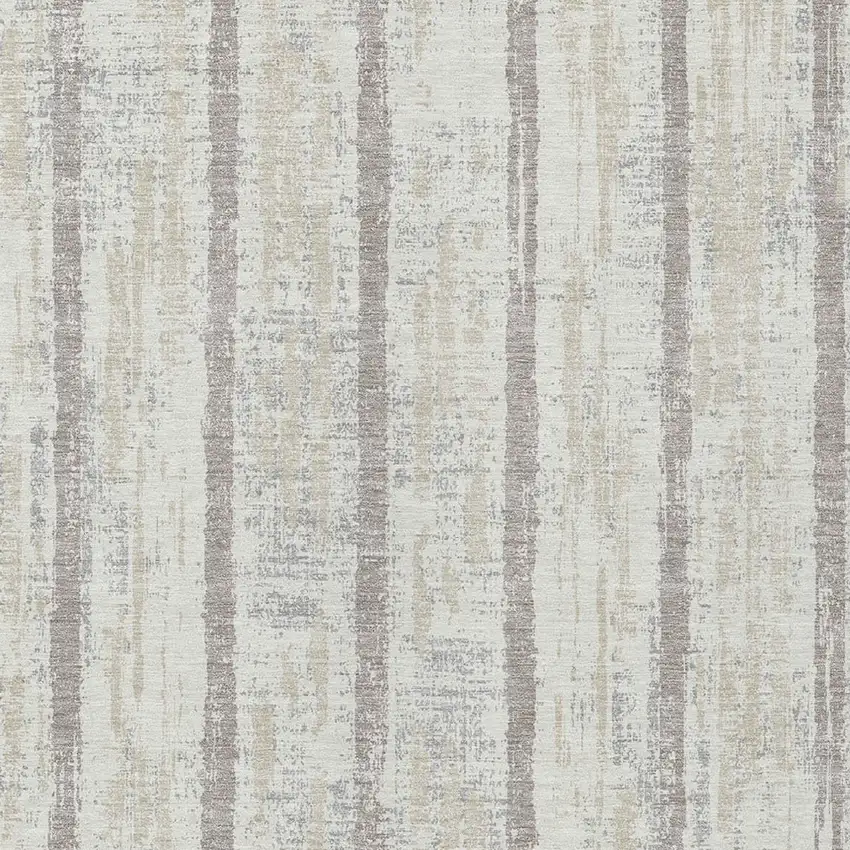 Ivory And Brown Striped Washable Indoor Outdoor Area Rug Photo 6