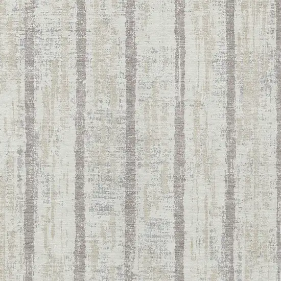 Ivory And Brown Striped Washable Indoor Outdoor Area Rug Photo 6