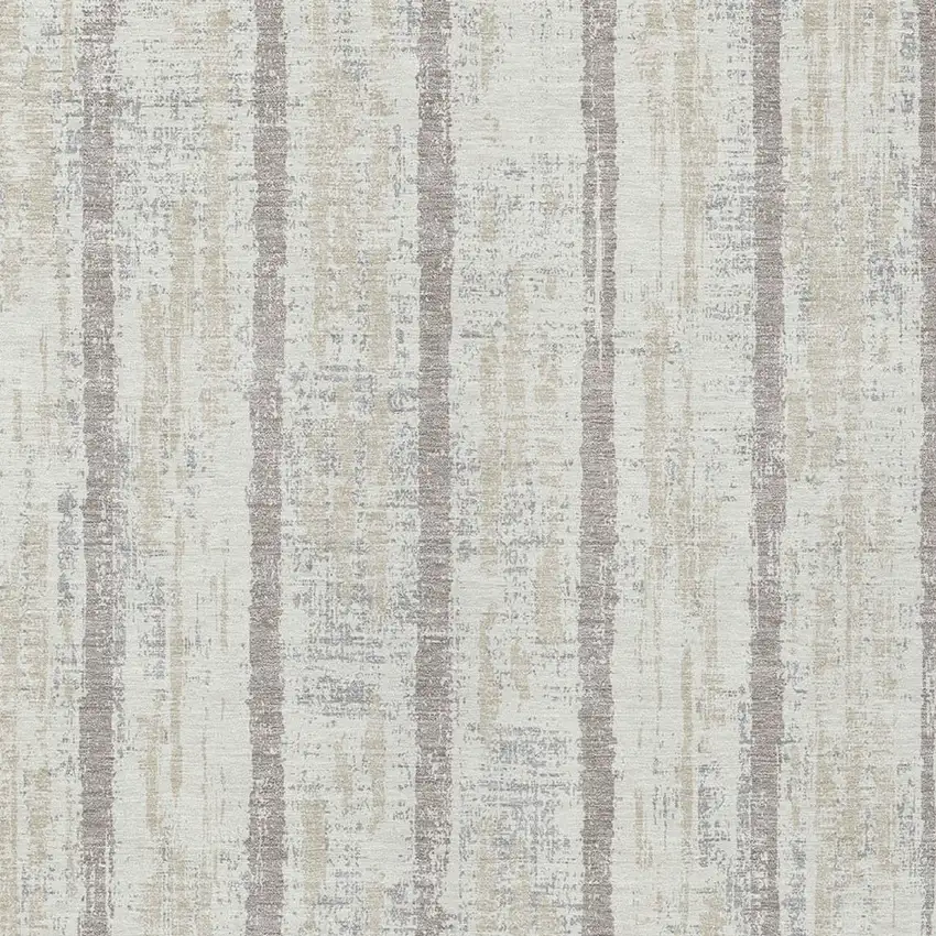 Ivory And Brown Striped Washable Indoor Outdoor Area Rug Photo 6