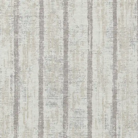 Ivory And Brown Striped Washable Indoor Outdoor Area Rug Photo 6