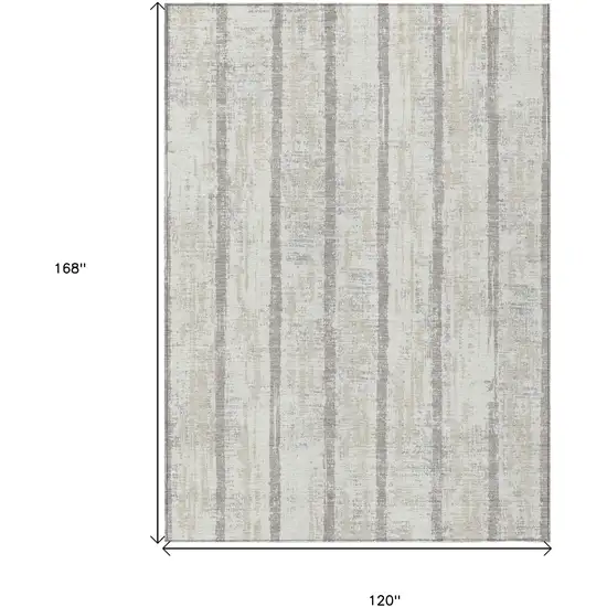 Ivory And Brown Striped Washable Indoor Outdoor Area Rug Photo 3