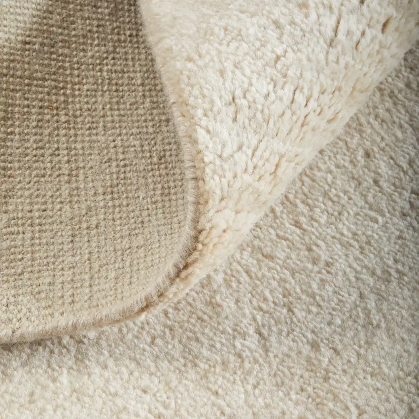 Ivory And Brown Wool Abstract Hand Knotted Area Rug Photo 7