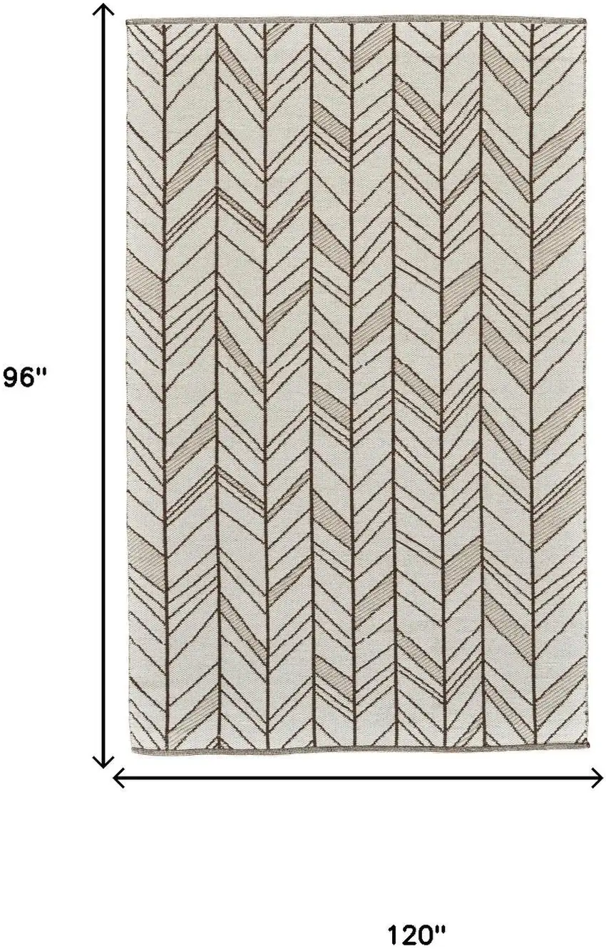 Ivory And Brown Wool Chevron Hand Woven Area Rug Photo 5
