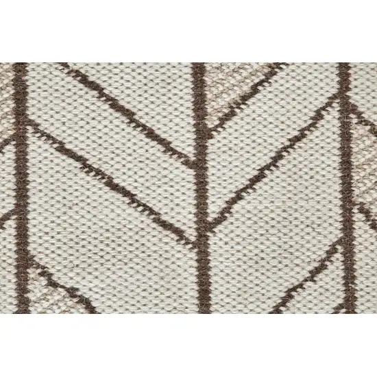 Ivory And Brown Wool Chevron Hand Woven Area Rug Photo 4