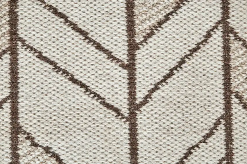 Ivory And Brown Wool Chevron Hand Woven Area Rug Photo 4
