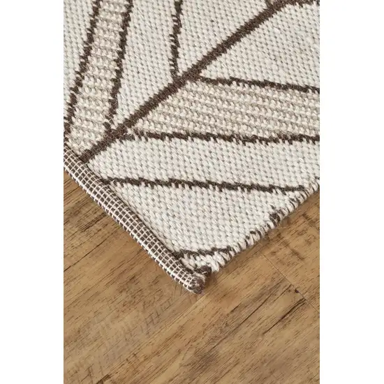 Ivory And Brown Wool Chevron Hand Woven Area Rug Photo 3