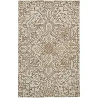 Photo of Ivory And Brown Wool Floral Tufted Handmade Stain Resistant Area Rug