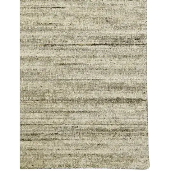 Ivory And Brown Wool Striped Hand Woven Area Rug Photo 6