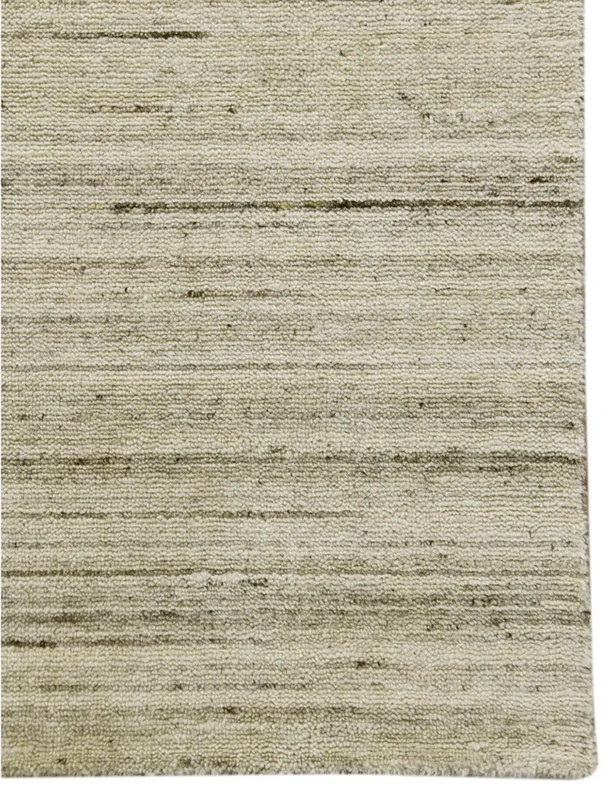 Ivory And Brown Wool Striped Hand Woven Area Rug Photo 6