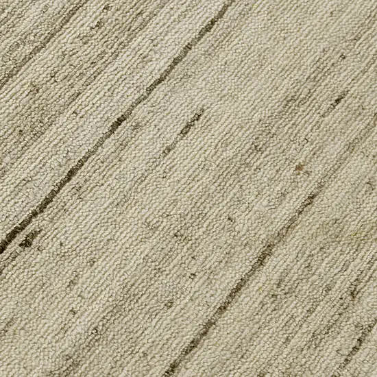 Ivory And Brown Wool Striped Hand Woven Area Rug Photo 9