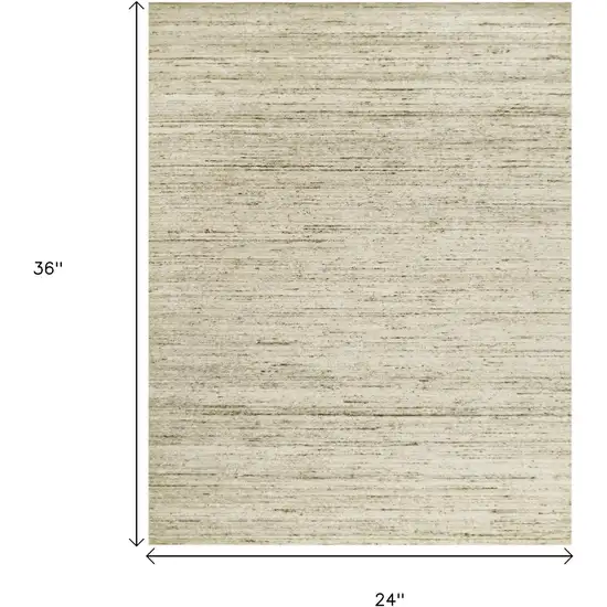 Ivory And Brown Wool Striped Hand Woven Area Rug Photo 3