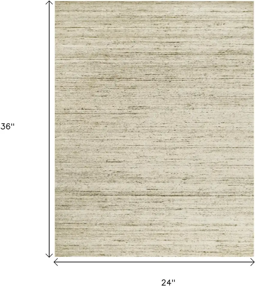 Ivory And Brown Wool Striped Hand Woven Area Rug Photo 3