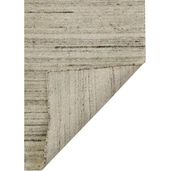 Ivory And Brown Wool Striped Hand Woven Area Rug Photo 7