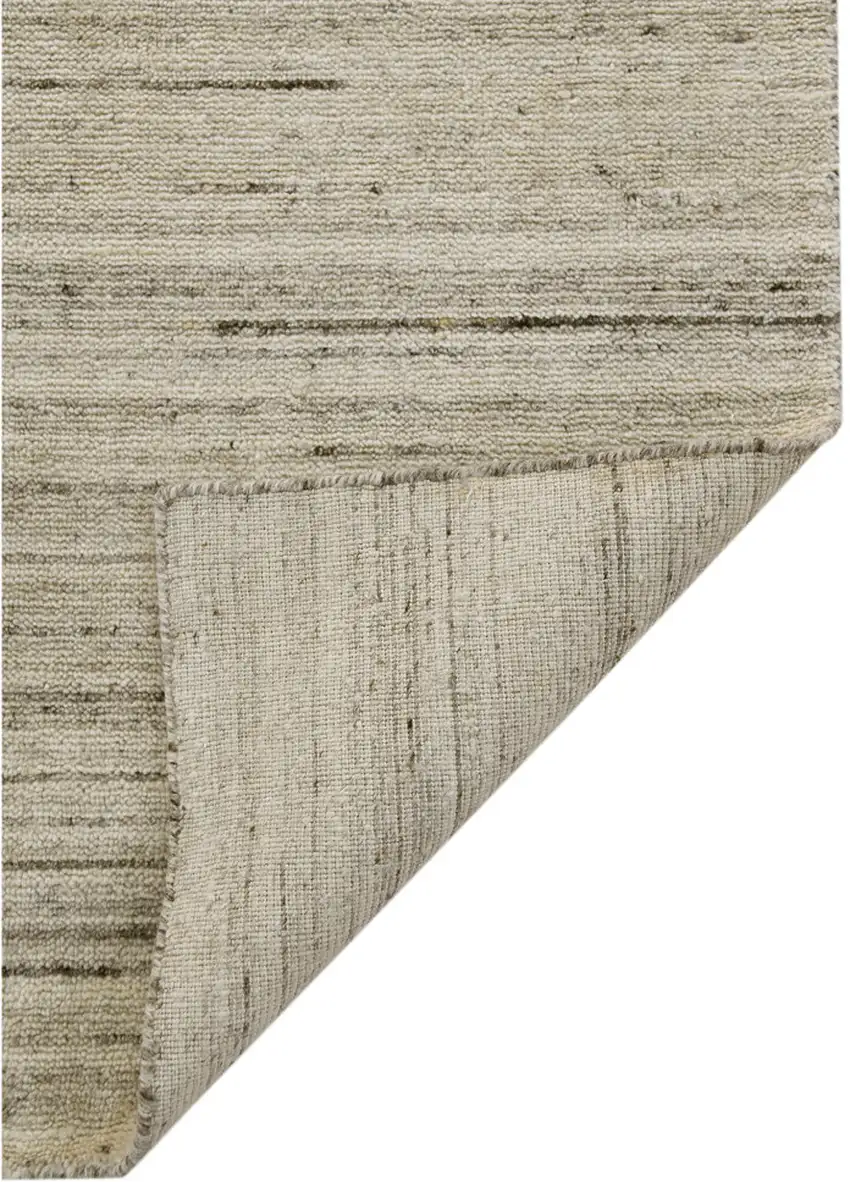 Ivory And Brown Wool Striped Hand Woven Area Rug Photo 7