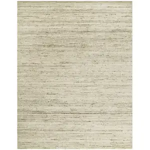 Photo of Ivory And Brown Wool Striped Hand Woven Area Rug