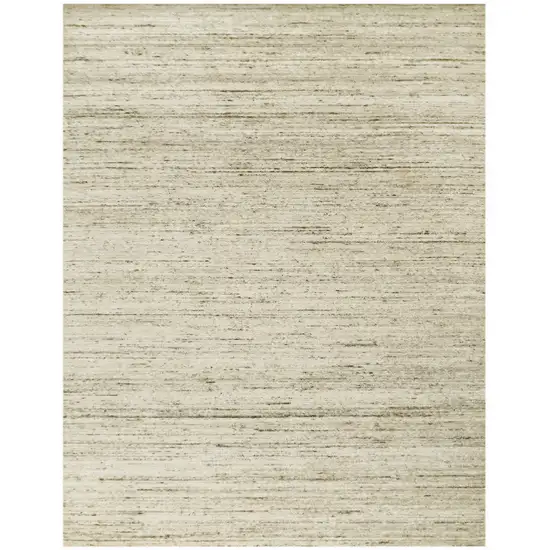 Ivory And Brown Wool Striped Hand Woven Area Rug Photo 2