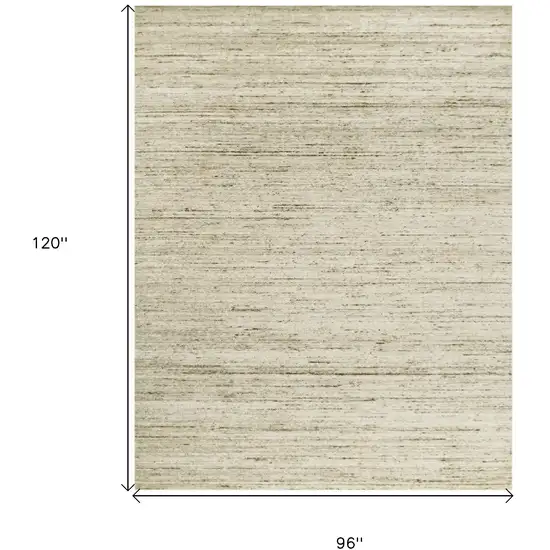 Ivory And Brown Wool Striped Hand Woven Area Rug Photo 7