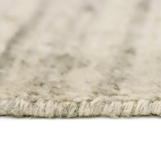 Ivory And Brown Wool Striped Hand Woven Area Rug Photo 4