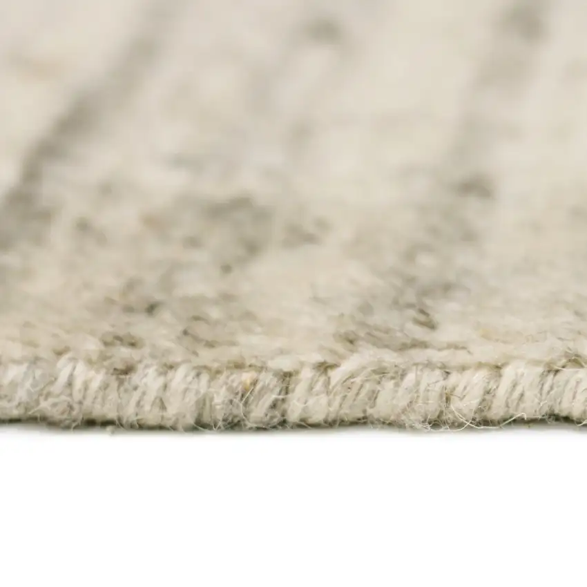 Ivory And Brown Wool Striped Hand Woven Area Rug Photo 4