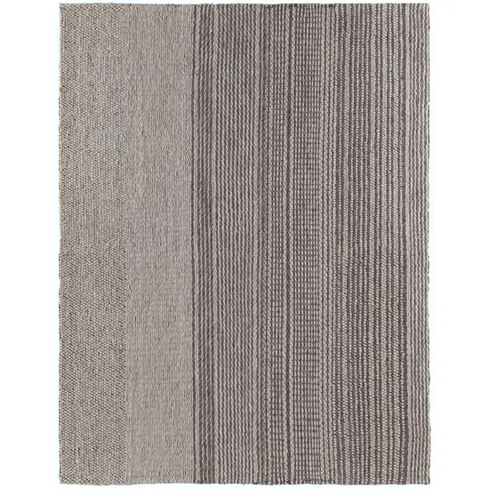Ivory And Brown Wool Striped Hand Woven Area Rug Photo 2