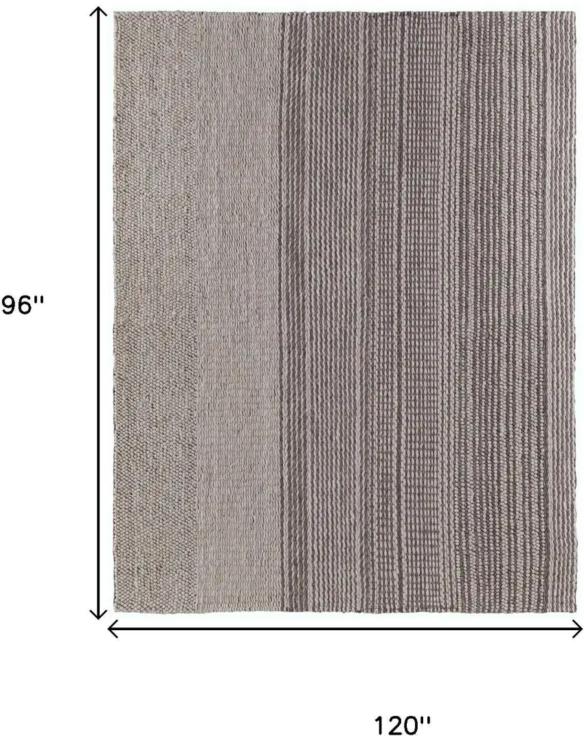 Ivory And Brown Wool Striped Hand Woven Area Rug Photo 7