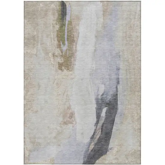 Ivory And Charcoal Abstract Washable Indoor Outdoor Area Rug Photo 9