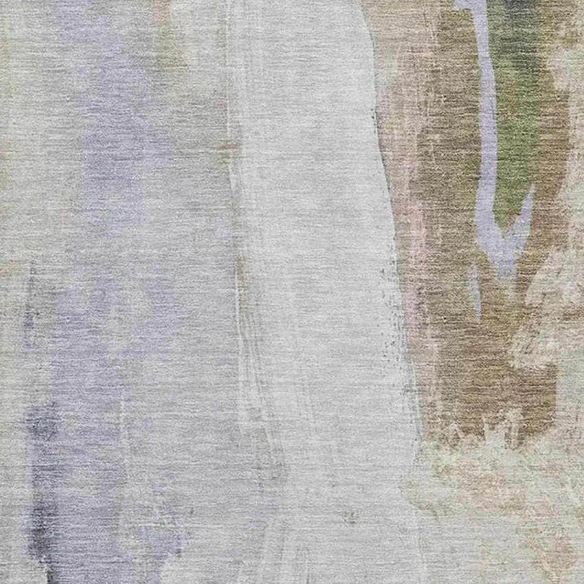 Ivory And Charcoal Abstract Washable Indoor Outdoor Area Rug Photo 3