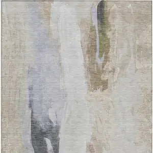 Photo of Ivory And Charcoal Abstract Washable Indoor Outdoor Area Rug