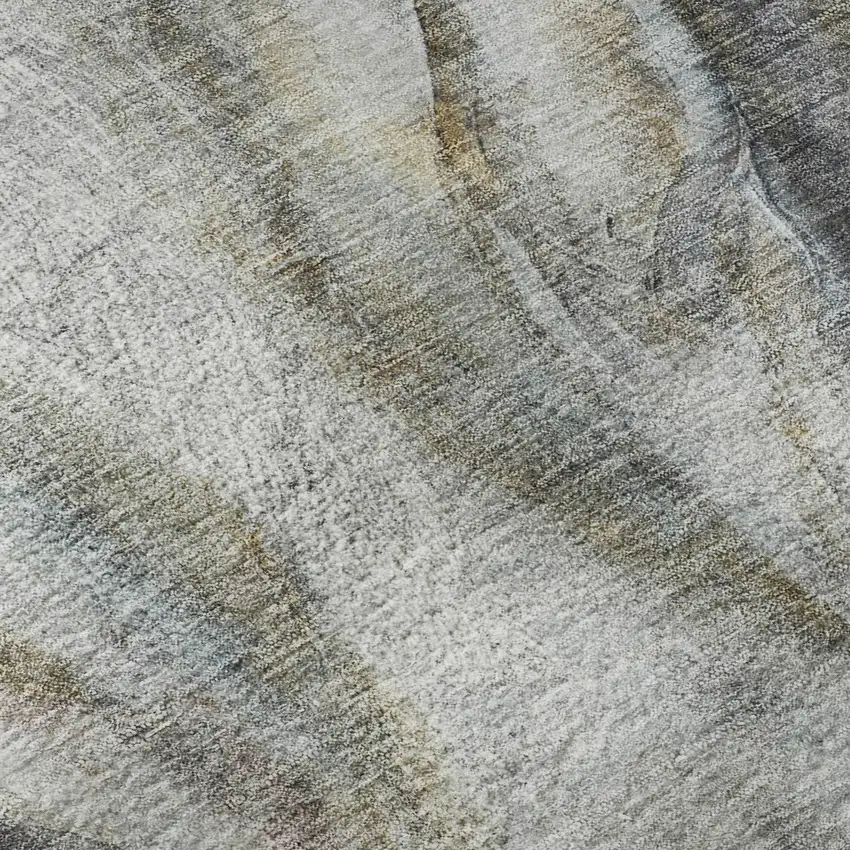 Ivory And Charcoal Animal Print Washable Area Rug With UV Protection Photo 8