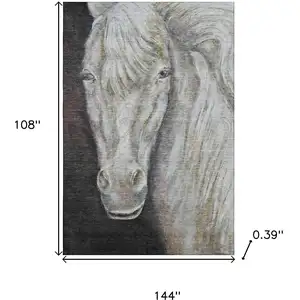 Photo of Ivory And Charcoal Animal Print Washable Area Rug With UV Protection