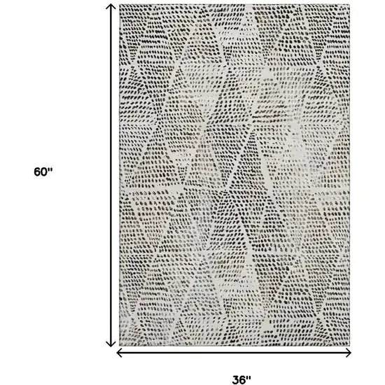 Ivory And Charcoal Diamond Washable Area Rug With UV Protection Photo 7