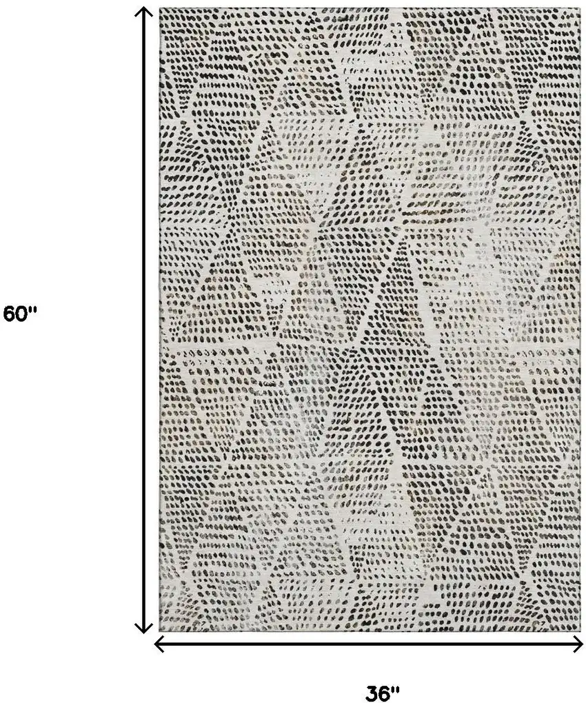 Ivory And Charcoal Diamond Washable Area Rug With UV Protection Photo 7