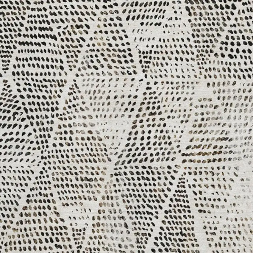 Ivory And Charcoal Diamond Washable Area Rug With UV Protection Photo 3