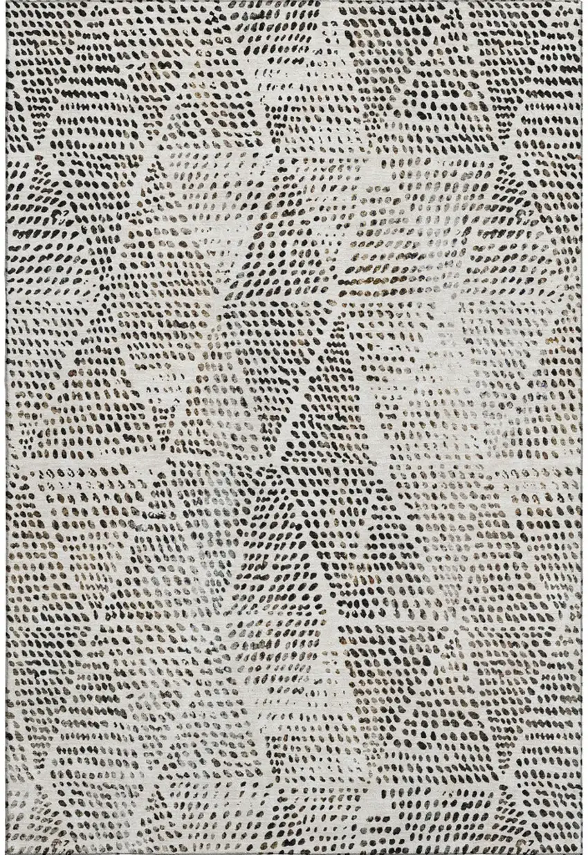 Ivory And Charcoal Diamond Washable Area Rug With UV Protection Photo 1