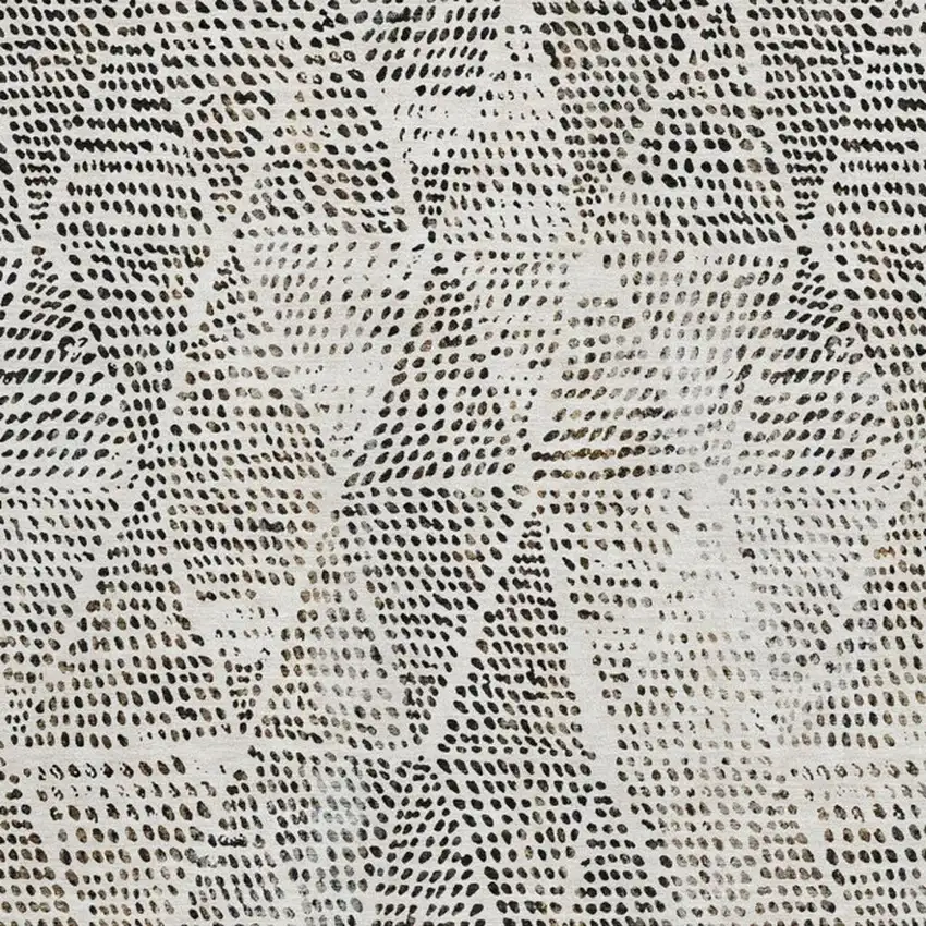 Ivory And Charcoal Diamond Washable Area Rug With UV Protection Photo 7