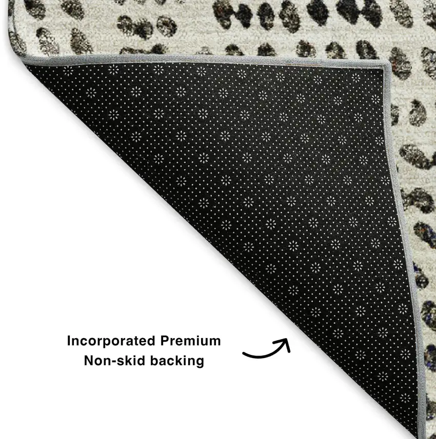 Ivory And Charcoal Diamond Washable Area Rug With UV Protection Photo 8