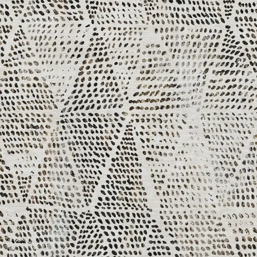 Ivory And Charcoal Diamond Washable Area Rug With UV Protection Photo 3