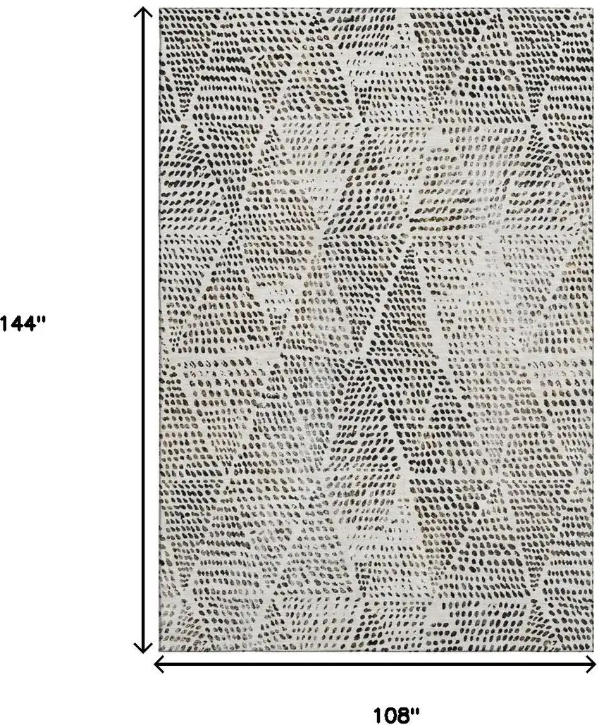 Ivory And Charcoal Diamond Washable Area Rug With UV Protection Photo 7