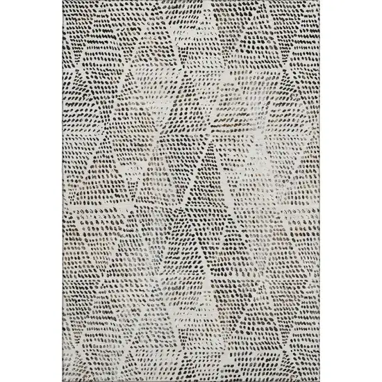 Ivory And Charcoal Diamond Washable Area Rug With UV Protection Photo 1