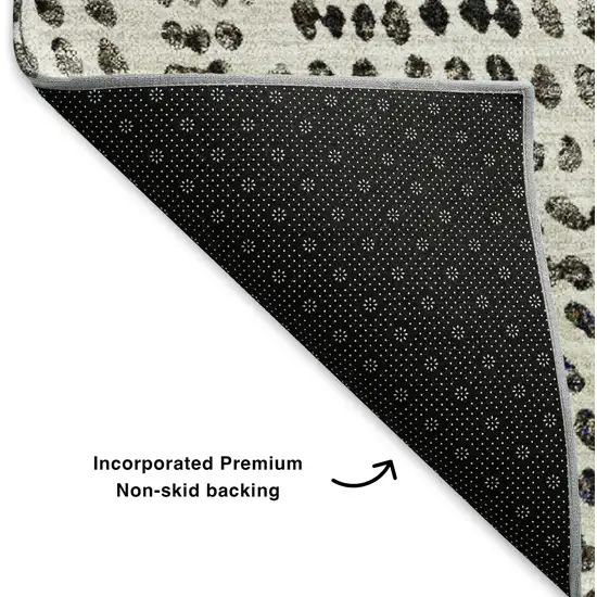 Ivory And Charcoal Diamond Washable Area Rug With UV Protection Photo 7