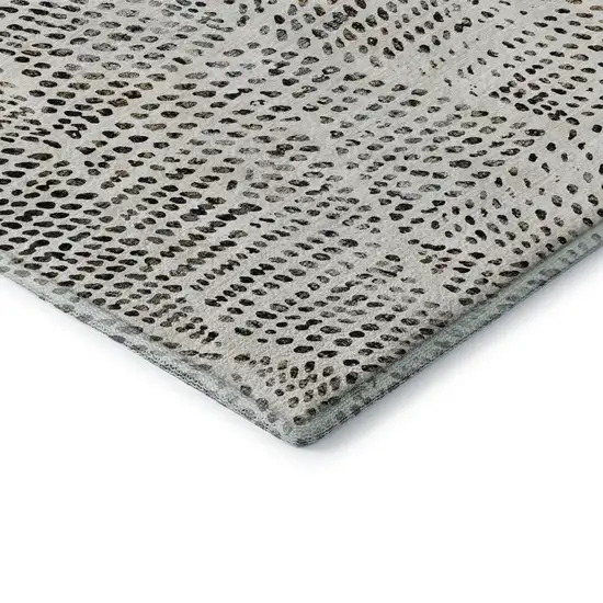 Ivory And Charcoal Diamond Washable Area Rug With UV Protection Photo 8