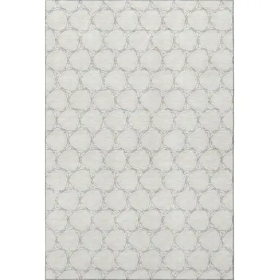 Ivory And Charcoal Geometric Washable Area Rug With UV Protection Photo 2