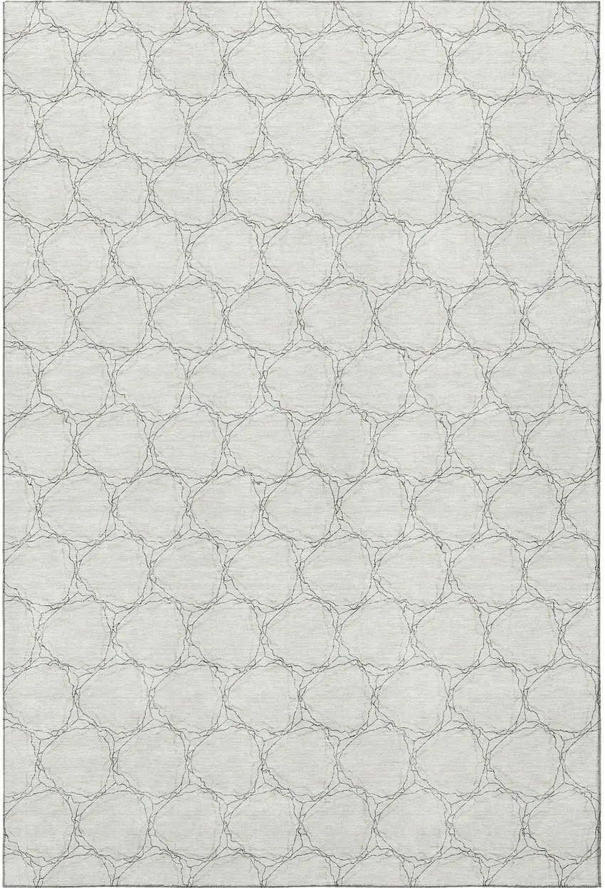 Ivory And Charcoal Geometric Washable Area Rug With UV Protection Photo 2