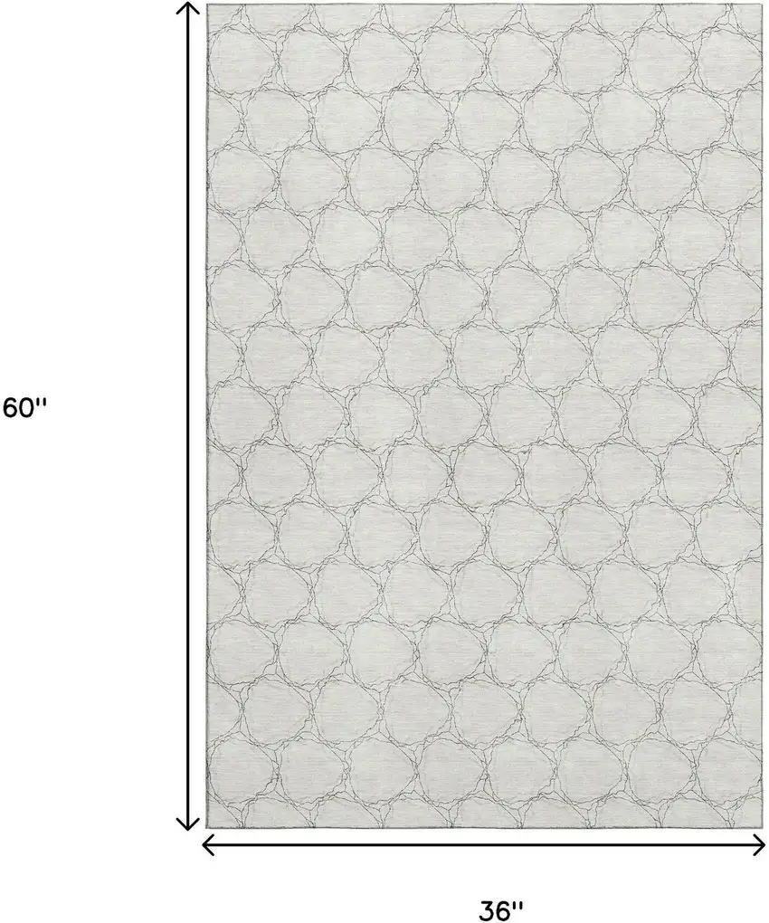 Ivory And Charcoal Geometric Washable Area Rug With UV Protection Photo 9