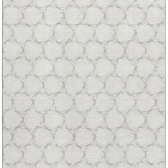 Ivory And Charcoal Geometric Washable Area Rug With UV Protection Photo 3